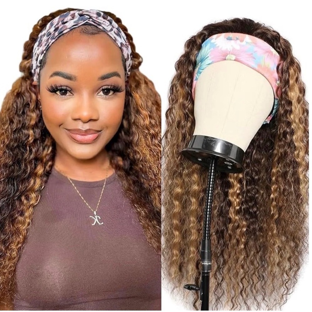 Ombre Headband Wig Human Hair Water Wave 4/27 Highlight Headband Wig